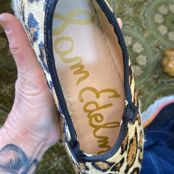 Sam Edelman Carrin Lepoard Print Calf Hair Platform Espadrille Loafers Size 6 - Picture 9 of 10